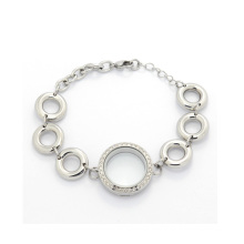 Nouvelle mode belle grosse perle chaîne cristal flottant médaillons bracelet en gros